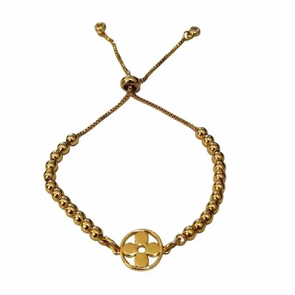Louis Vuitton Jewelry Finding Repurposed into 18K GF Adjustable Bead Bracelet - Picture 1 of 1